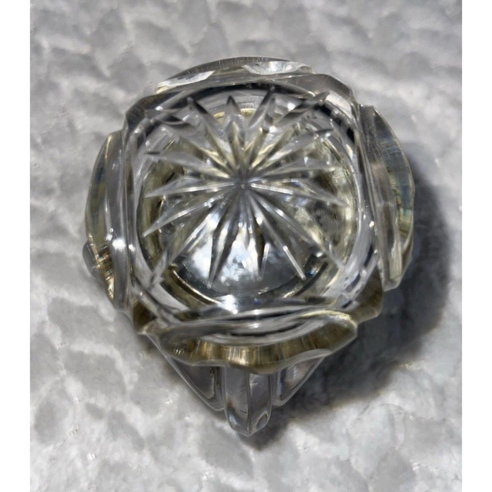 Antique Crystal Cut Glass Inkwell Asprey‎ Co. ?   Brass Hinged Lid 19th Century - Picture 2 of 11